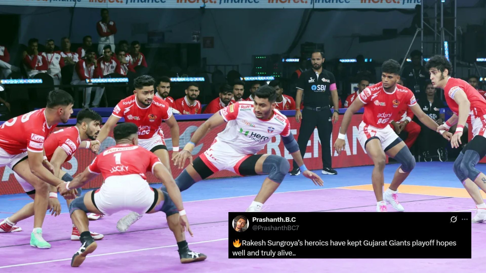 Gujarat Giants beat UP Yoddhas (Image Credits: PKL &amp; @PrashanthBC7/X)