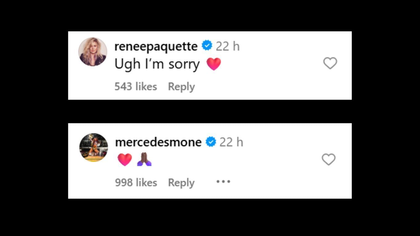Mone and Paquette&#039;s comments [Screengrabs taken from Instagram]
