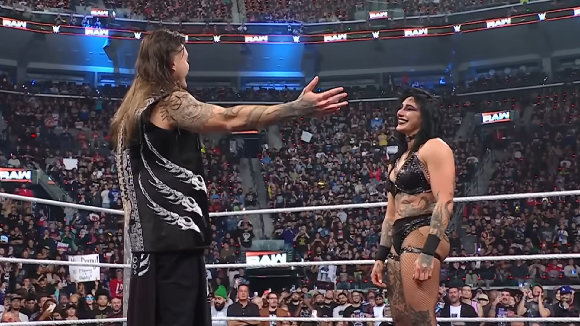 Domink Mysterio tries to reunite with Rhea Ripley! [Image credit: Screenshot from WWE