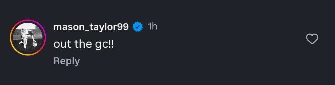 Mason Taylor&#039;s comment on @sagewagnerr&#039;s IG post