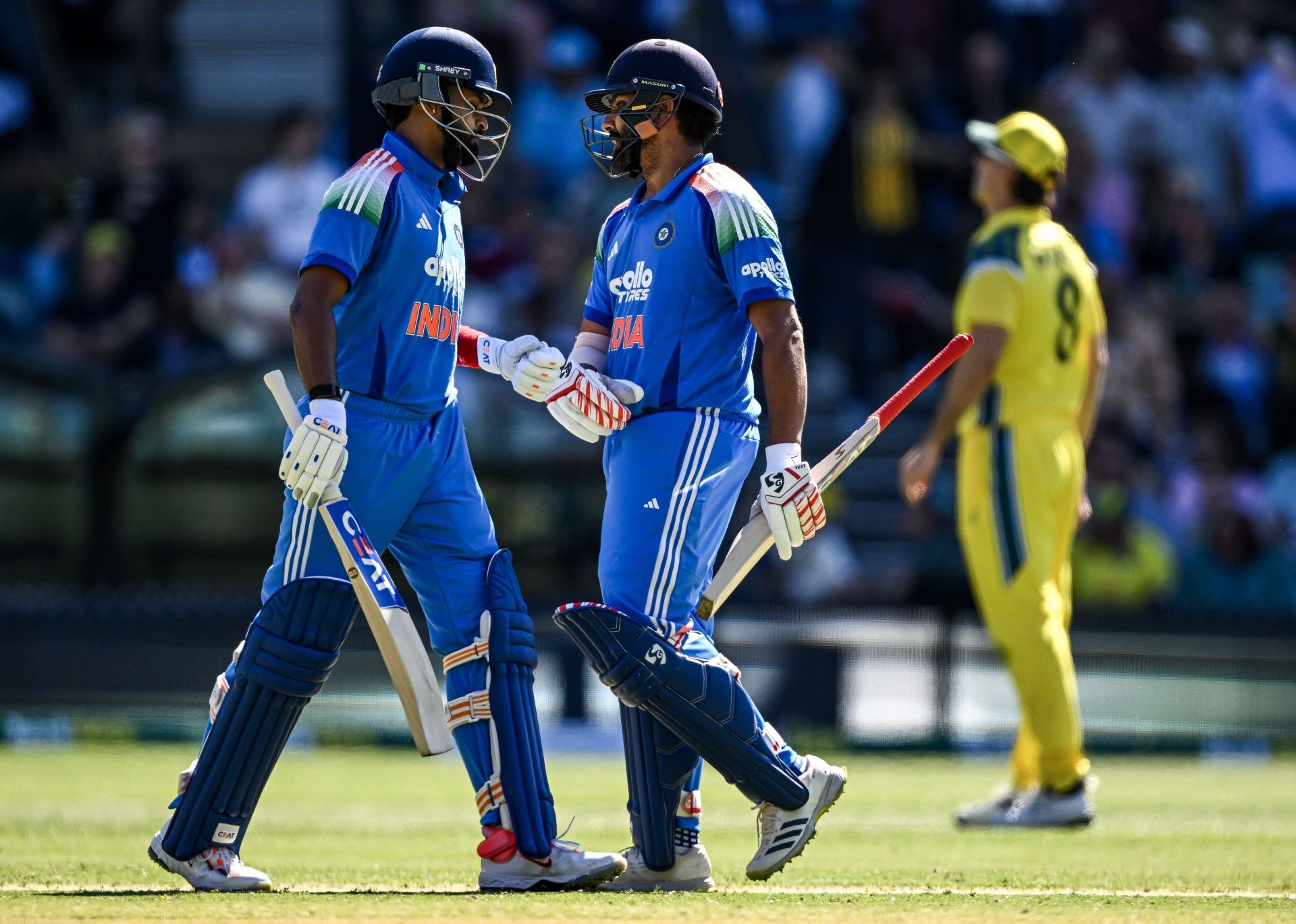 Shreyas Iyer and Rohit Sharma&#039;s 118-run partnership came in 22.4 overs. [P/C: Getty]