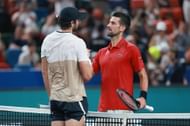Valentin Vacherot and Novak Djokovic during the Shanghai Masters semifinals (Image via: Getty)