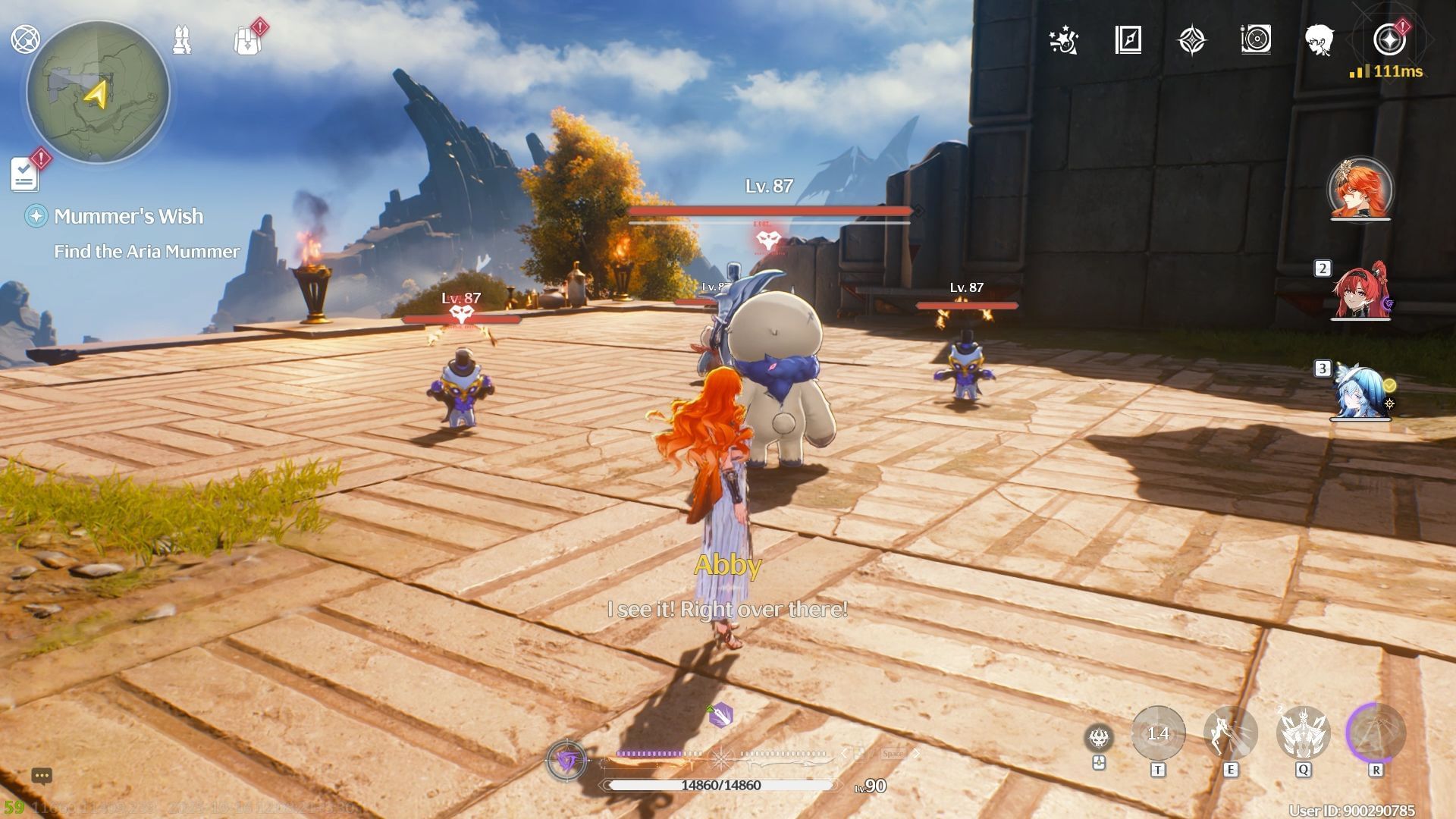 Defeat the enemies and talk to Aria Mummer (Image via Kuro Games)