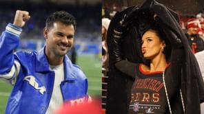 "No force shall ever stop you": Taylor Lautner daps up Kristin Juszczyk for pulling off epic Lions jacket assist ahead of Rams game in 2024