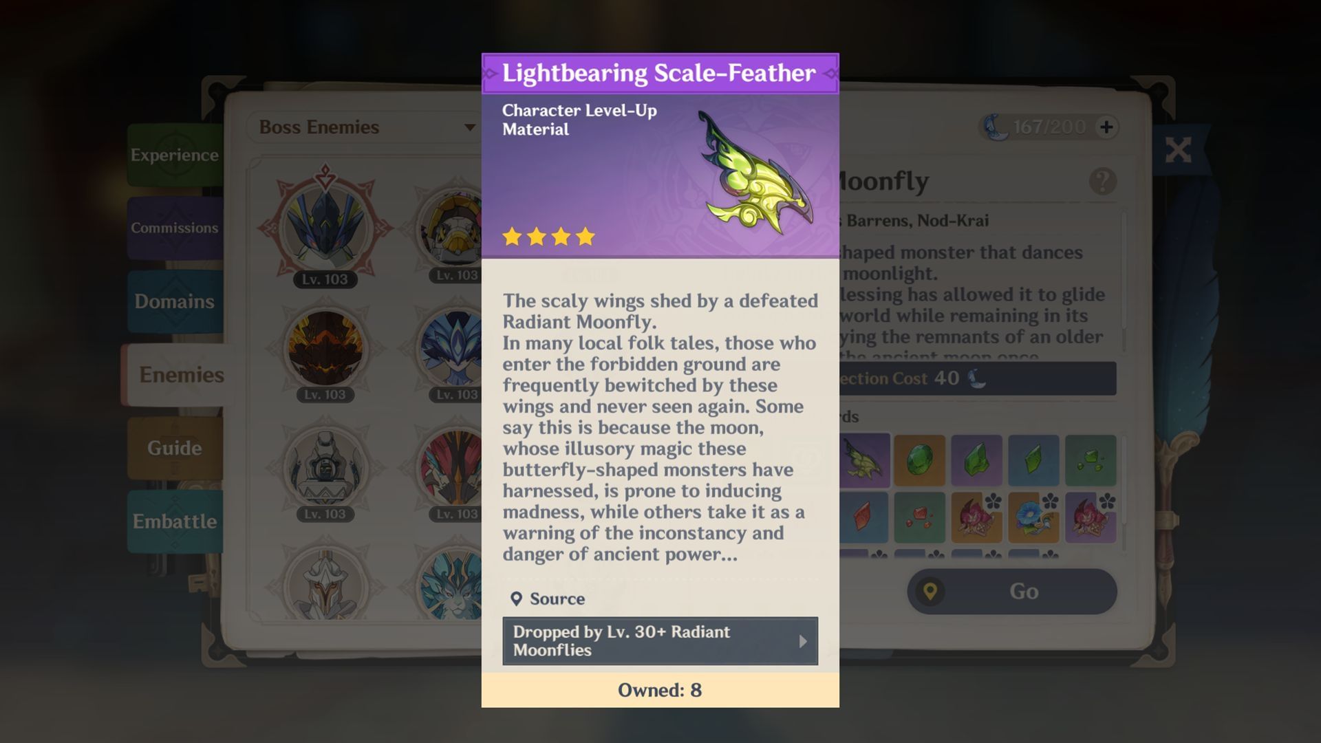 Radiant Moonfly boss drop (Image via Sportskeeda Gaming/HoYoverse)