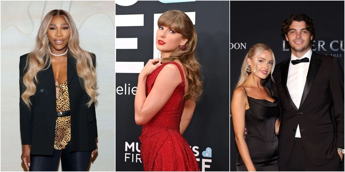 Serena Williams, Taylor Swift, Taylor Fritz and Morgan Riddle