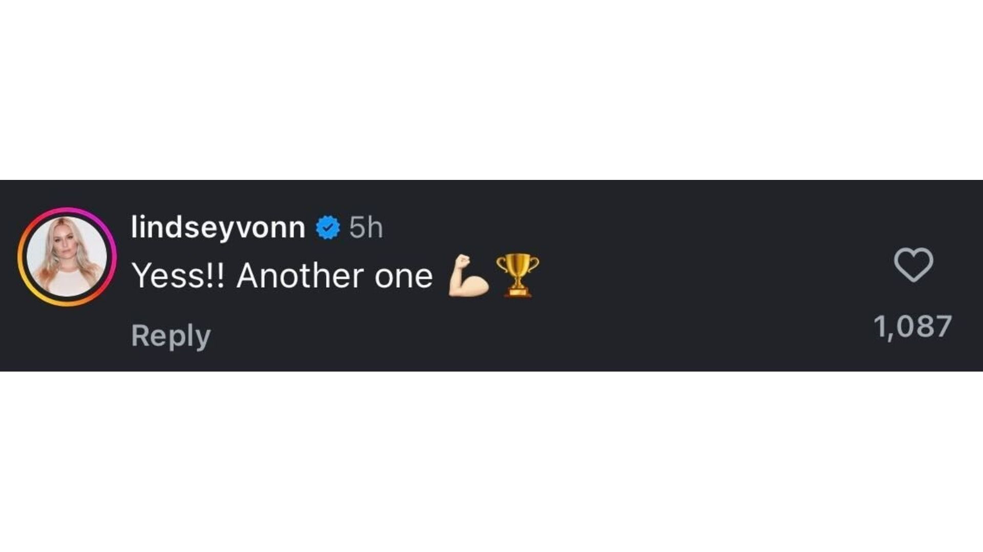 Vonn&#039;s comment on Sinner&#039;s post (Image via: @janniksin on IG)