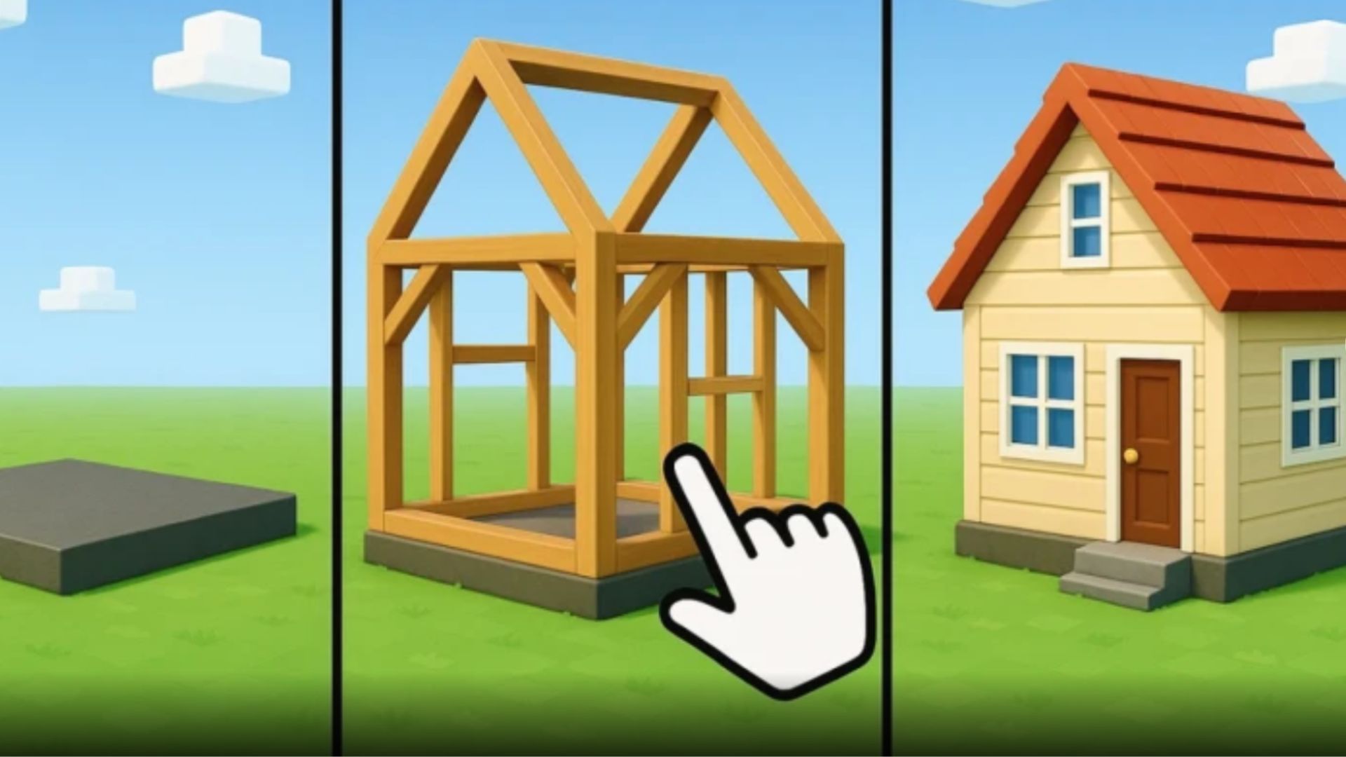 There are three phases in building a house in this game (Image via Roblox)