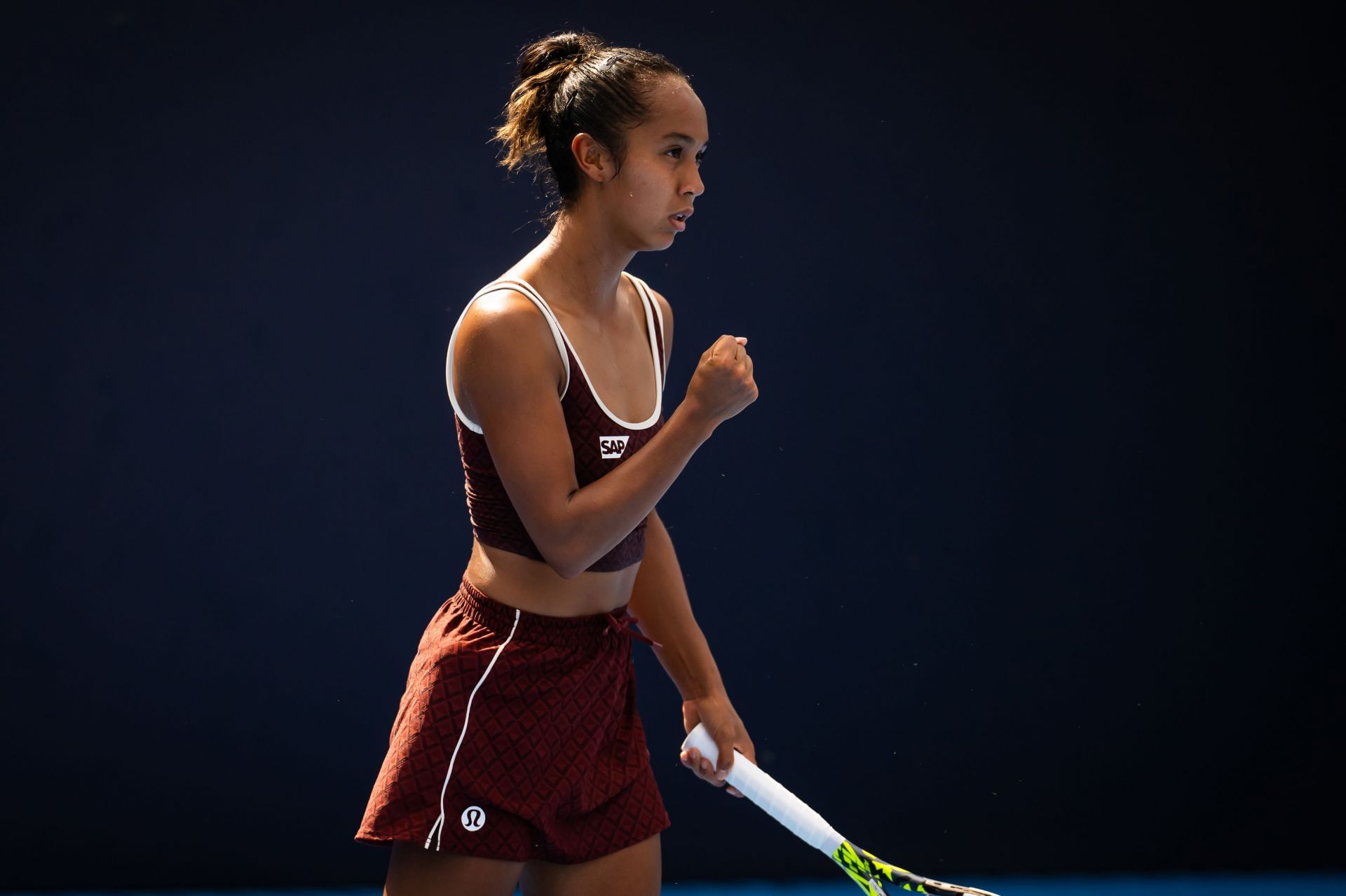 Leylah Fernandez of Canada in action against Maria Sakkari of Greece in the second round on Day 5 of the China Open at National Tennis Center on September 26, 2025 in Beijing, China (Photo by Robert Prange/Getty Images) - Source: Getty