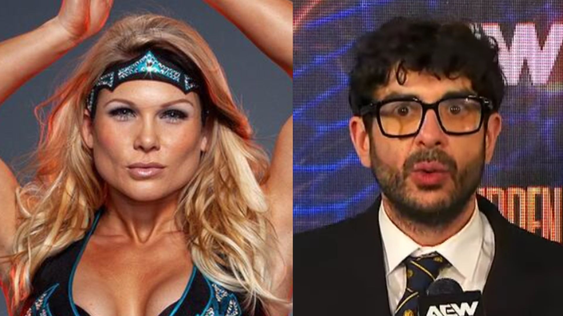 Tony Khan might sign Beth Phoenix this year. (Images via AEW YouTube and WWE.com) 