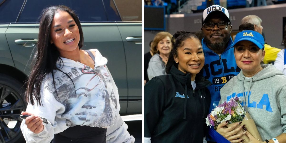Jordan Chiles with her father Timothy. (Image by Getty)