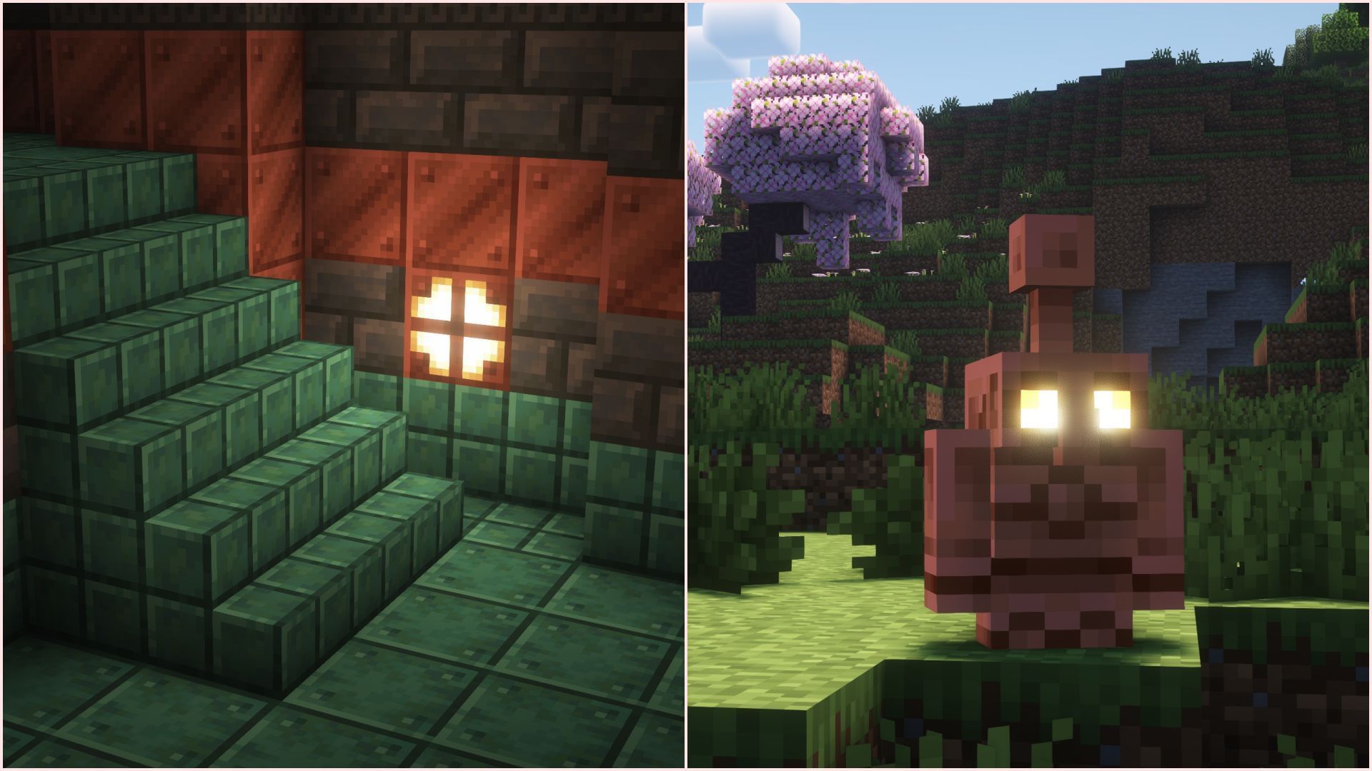 Copper has many building block variants, and the copper golem is excellent for sorting storage (Image via Sportskeeda Gaming || Mojang Studios)