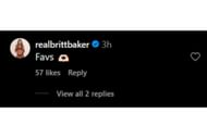 Britt Baker's comment on Jericho's photo with Kevin Owens on Instagram