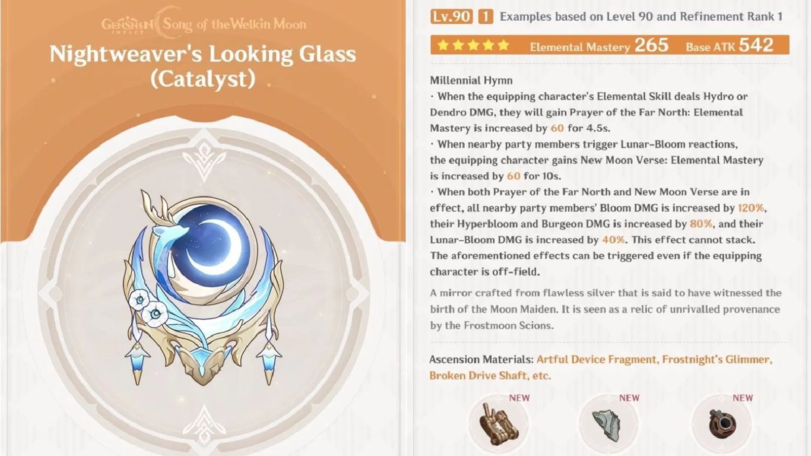 Nightweaver&#039;s Looking Glass buffs the Bloom-related DMG (Image via HoYoverse)