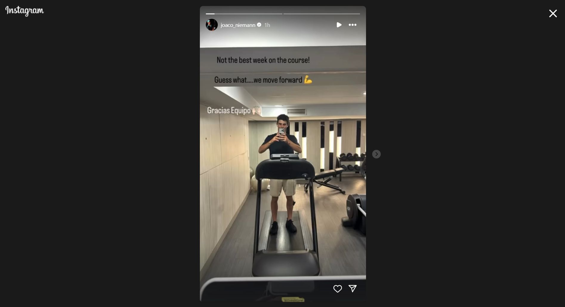 Still taken from Joaquin Niemann&#039;s Instagram story (Image Credit: Instagram @joaco_niemann)