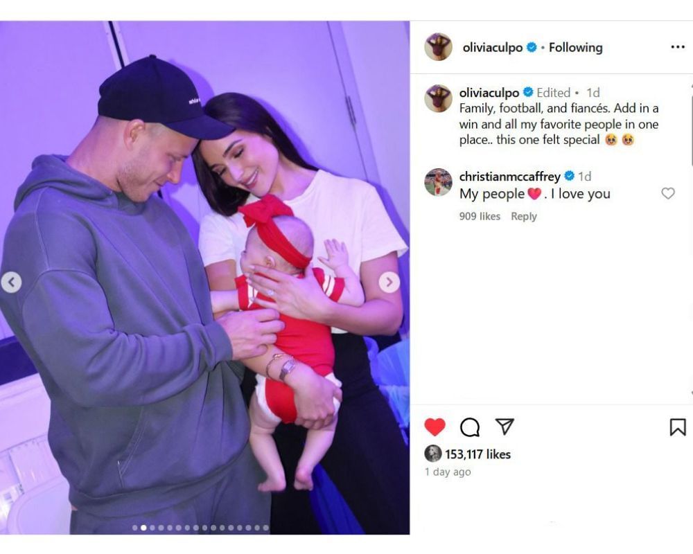 Christin McCaffrey drops heartfelt reaction to wife Olivia Culpo celebrating 49ers win vs. Rams with family &amp; fianc&eacute;s [PHOTOS] [IG/@olviaculpo]