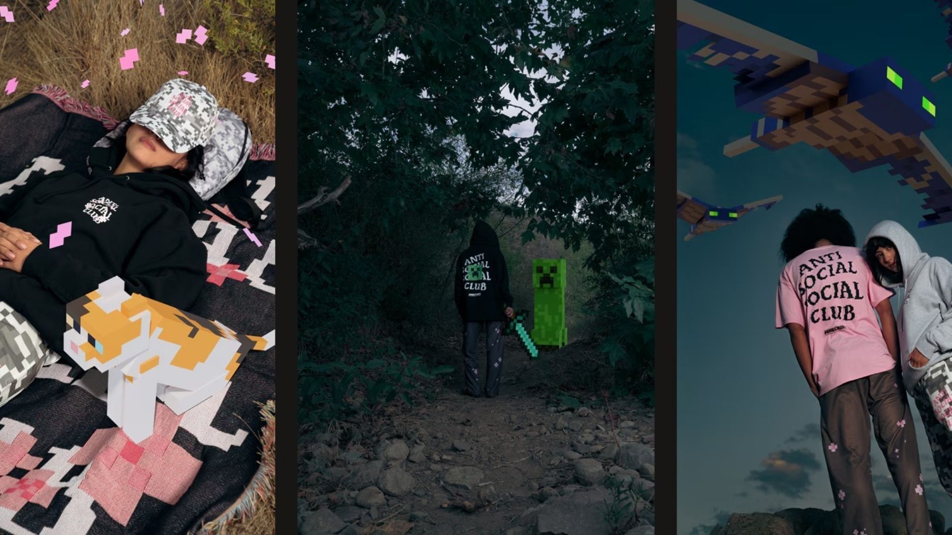 The Minecraft Anti Social Social Club collaboration introduces an array of themed clothing and other accessories (Image via Anti Social Social Club/Mojang Studios)
