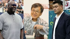 "Yao Ming making Shaq look small" - Fans go crazy over NBA giants' link-up with Jackie Chan and $450 million soccer star