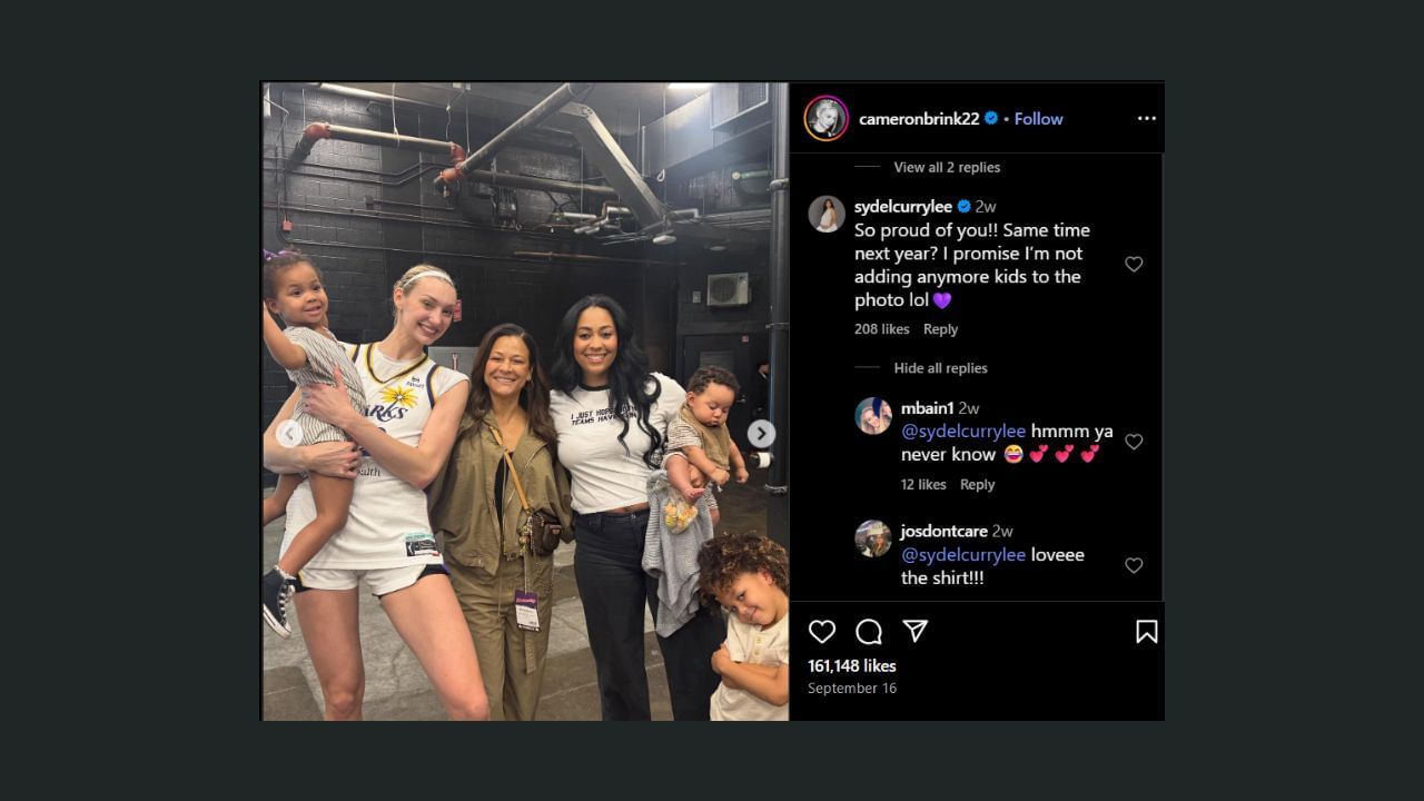 Sydel Curry-Lee gives a hilarious reaction to Cameron Brink&#039;s IG post. (Credits: @cameronbrink22/IG)