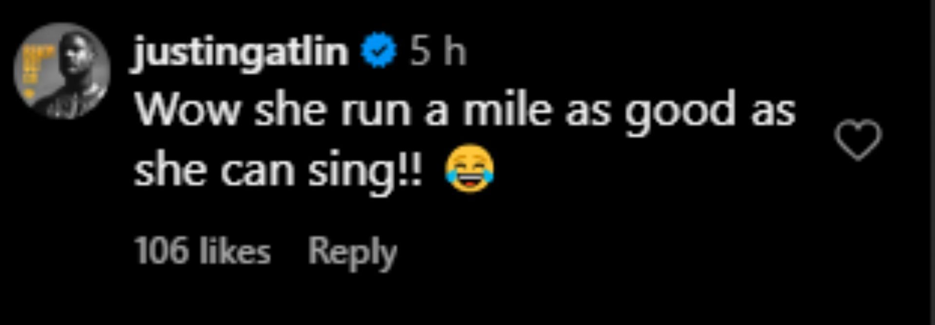 Screengrab of Justin Gatlin&#039;s comment on Jennifer Lopez [Image Source : Citius Mag Instagram]