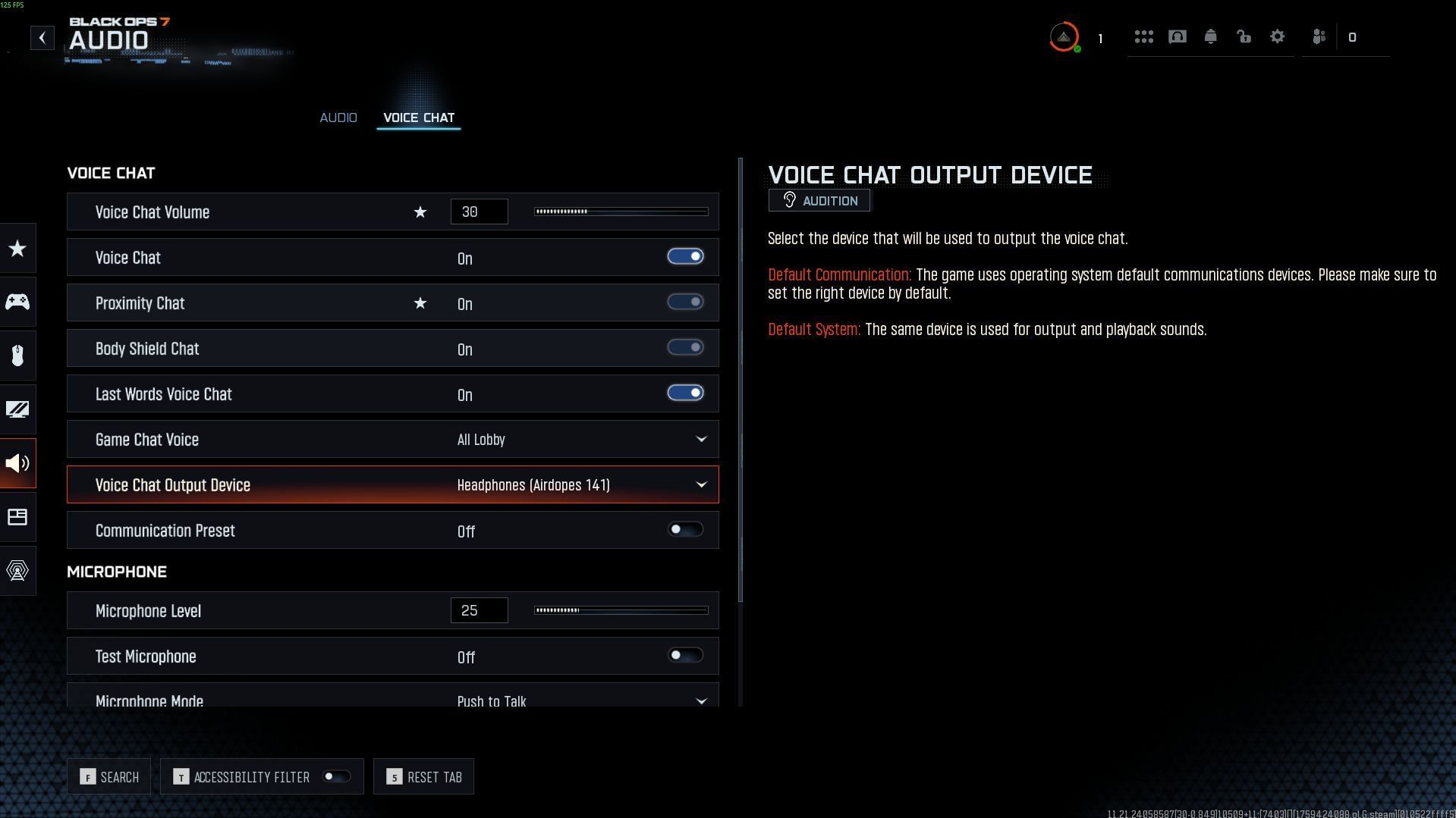 Voice Chat settings of BO7 beta (Image via Activision)