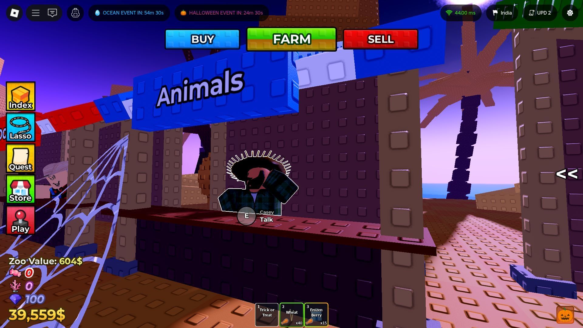 Animals can be purchased from the shop once unlocked (Image via Roblox)
