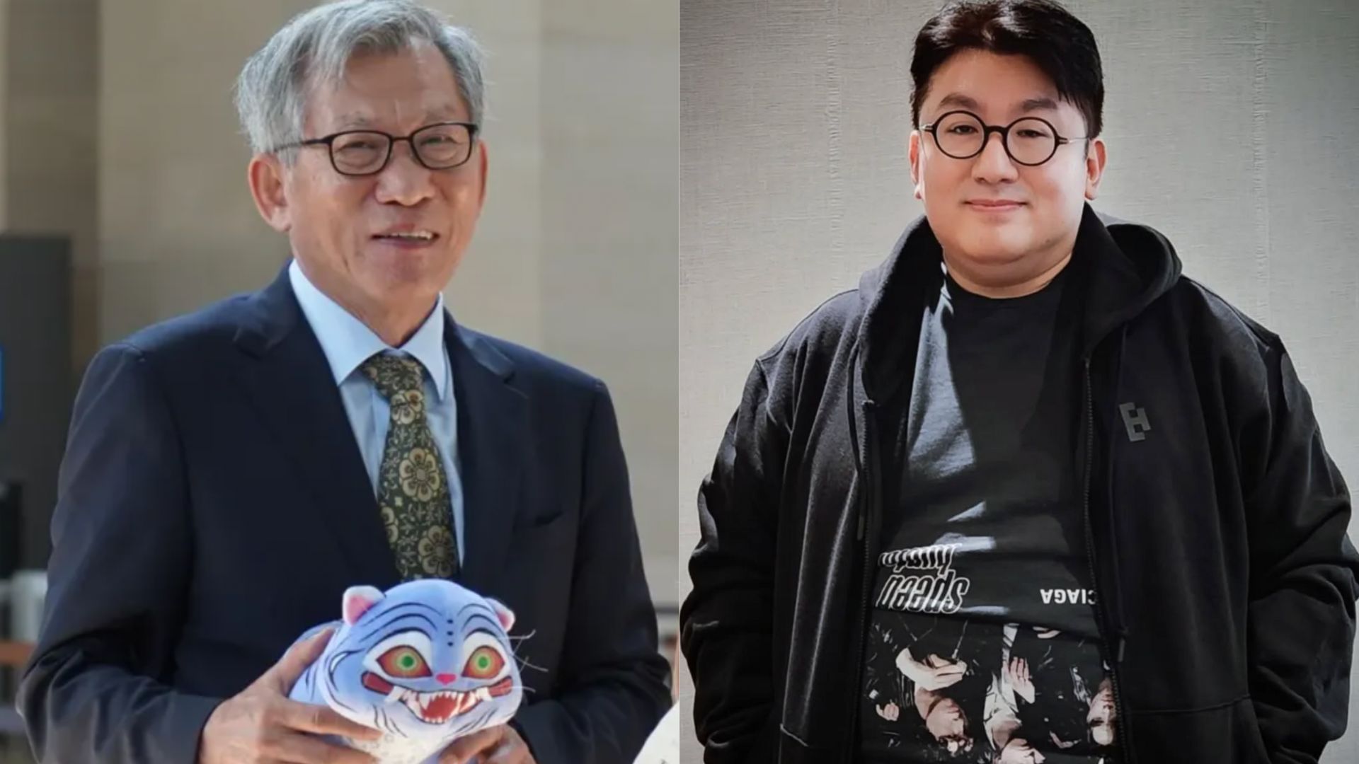 Bang Si-hyuk. and Director of National Museum of Korea (Image via Instagram/@hitmanb72, @nationalmuseumofkorea)