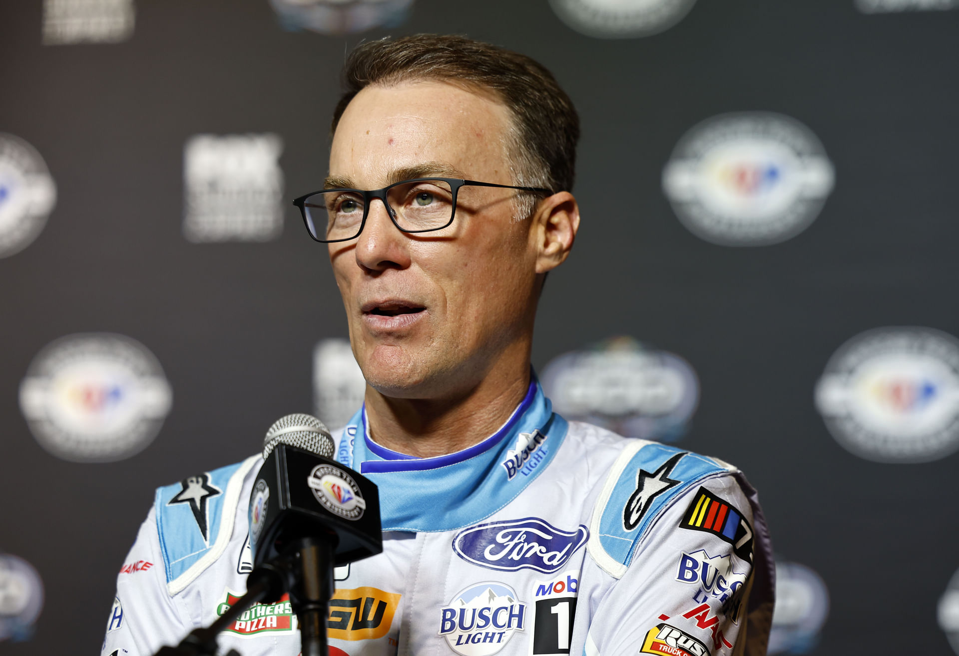 Kevin Harvick (4) speaks to the media at Daytona International Speedway. Source: Imagn