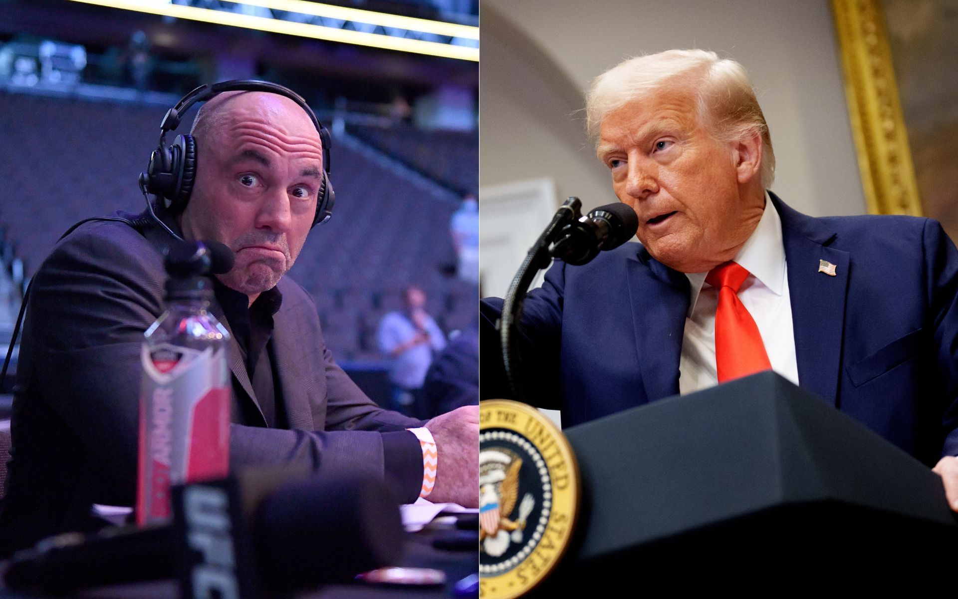 Joe Rogan (left) endorsed Donald Trump (right) during the 2024 U.S. presidential elections. [Images courtesy: Getty Images]