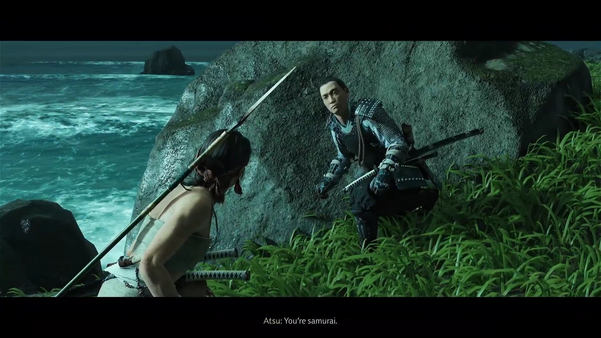 Meeting the Samurai at Coast of Esan Inlet (Image via Sucker Punch || YouTube/@WoWQuest)
