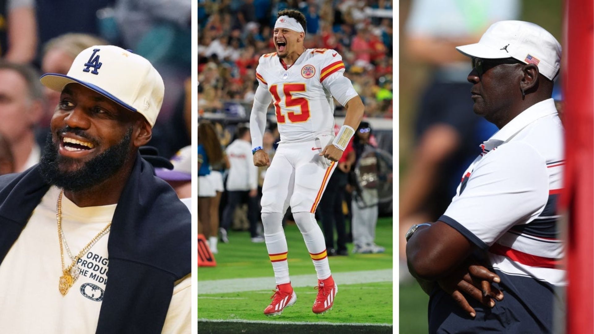 LeBron James, Patrick Mahomes, and Michael Jordan