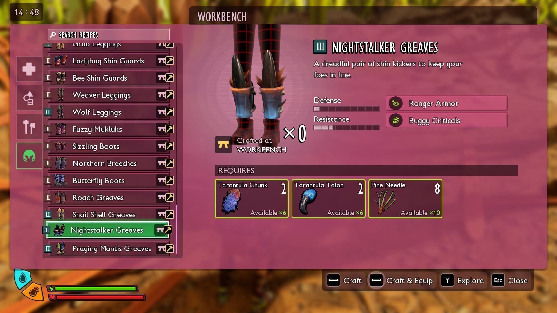 Nightstalker Greaves crafting requirements (Image via Xbox Game Studios)