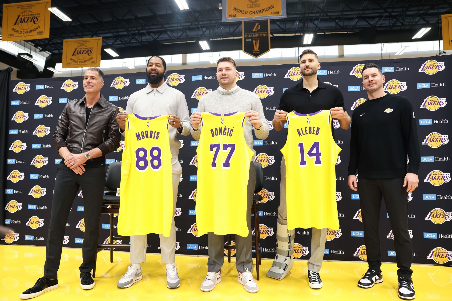 Lakers, presser, Luka Doncic, Rob Pelinka, Markeiff Morris, Maxi Kleber. - Source: Getty
