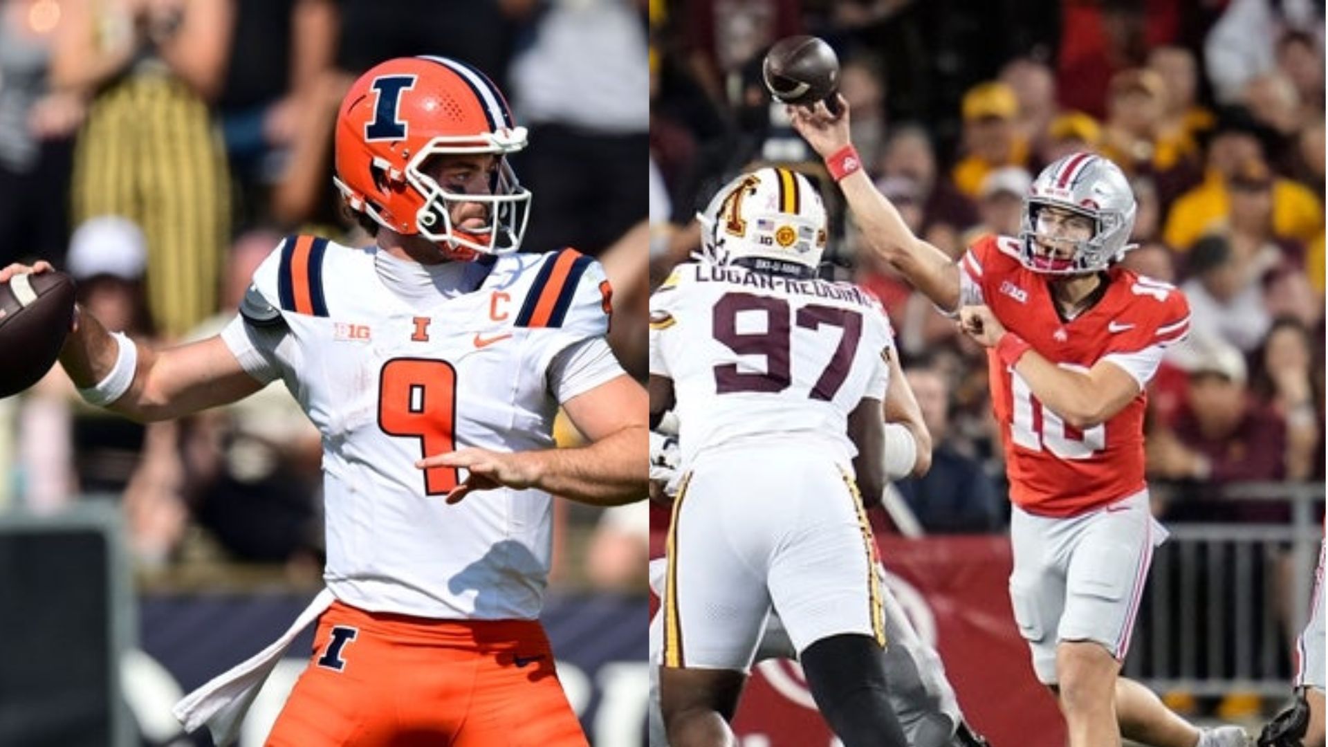 Illinois quarterback Luke Altmyer (left) and Ohio State quarterback Julian Sayin (right) (Image Source: IMAGN)