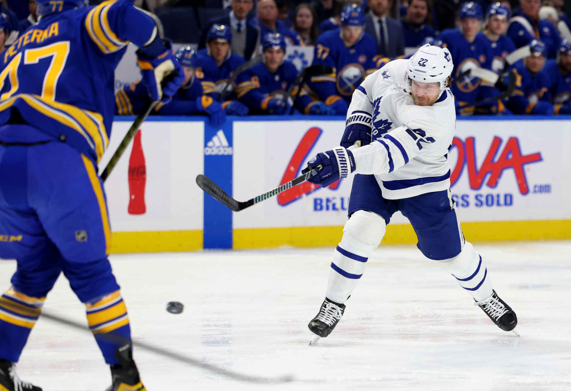 "Refs showing allegiance to Toronto": Fans react as Jake McCabe knocks down Alex Tuch with one punch, after controversial hit on Bowen Byram