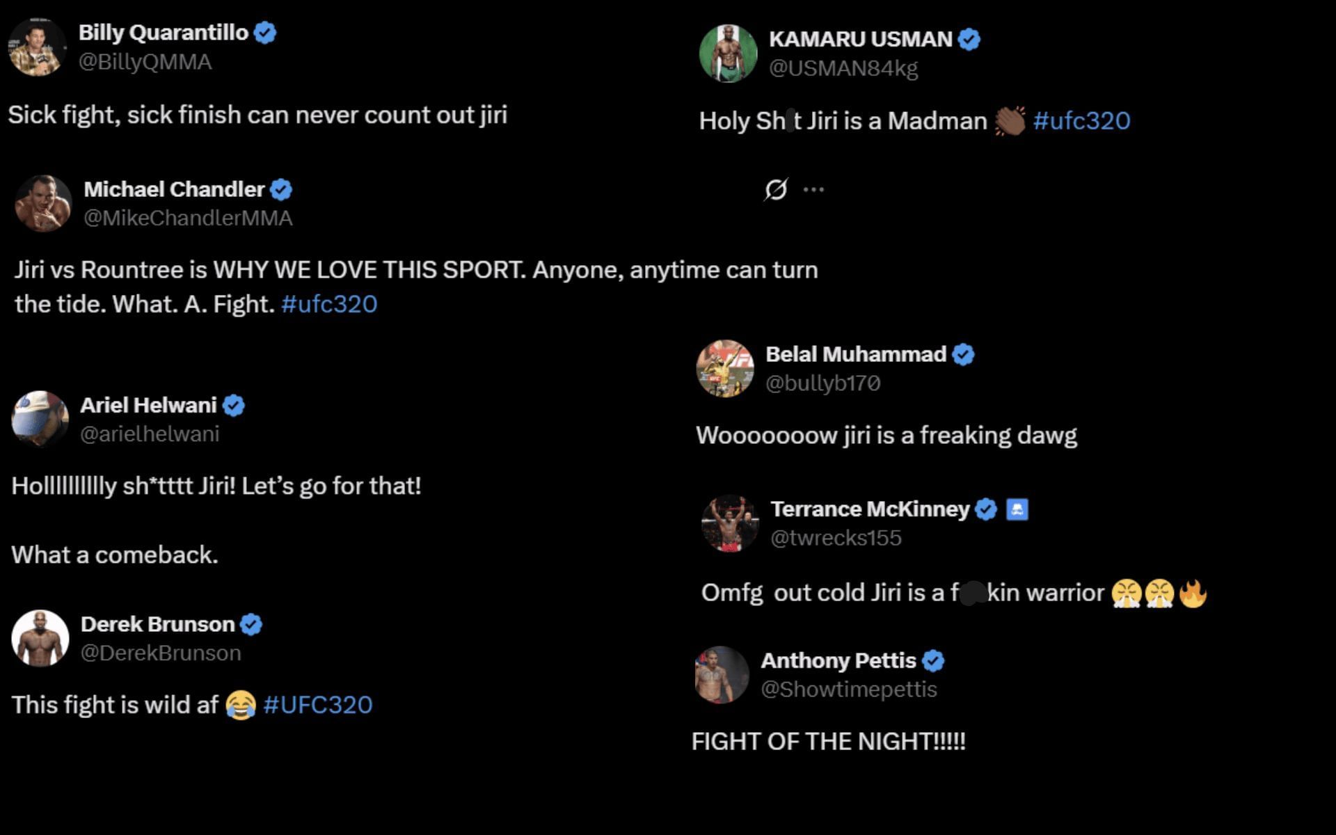 MMA pros&#039; reaction to Jiri Prochazka vs. Khalil Rountree fight [Screenshots courtesy: Respective X handles]