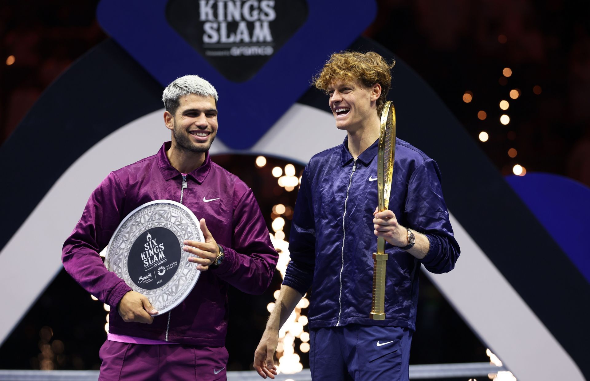Jannik Sinner and Carlos Alcaraz at the Six Kings Slam 2025 - Source: Getty