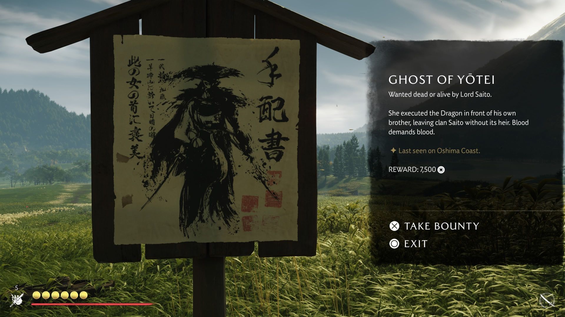 You can take different bounties in the game (Image via Sucker Punch)