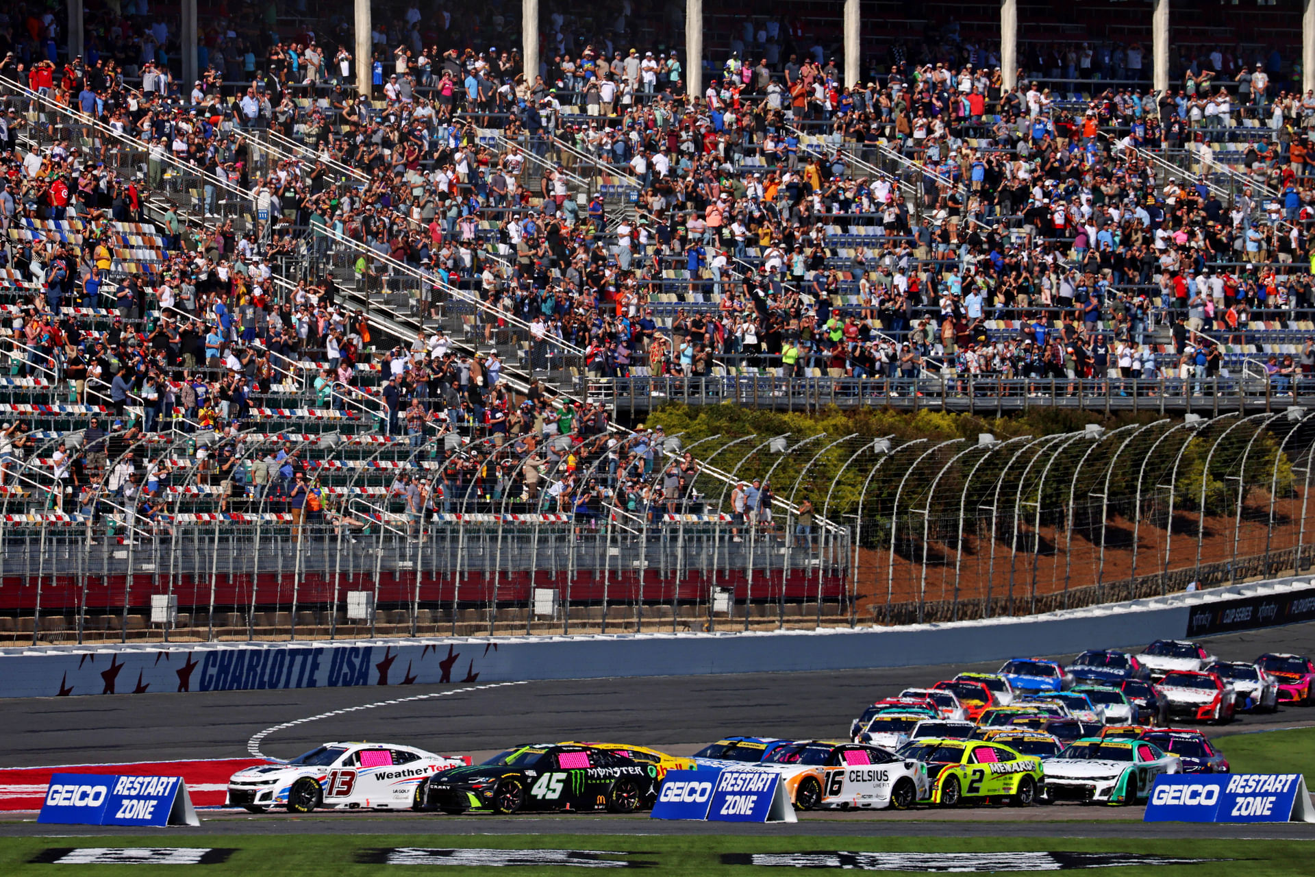 Shane Van Gisbergen (13) leads in the 2024 Bank of America ROVAL 400. Source: Imagn