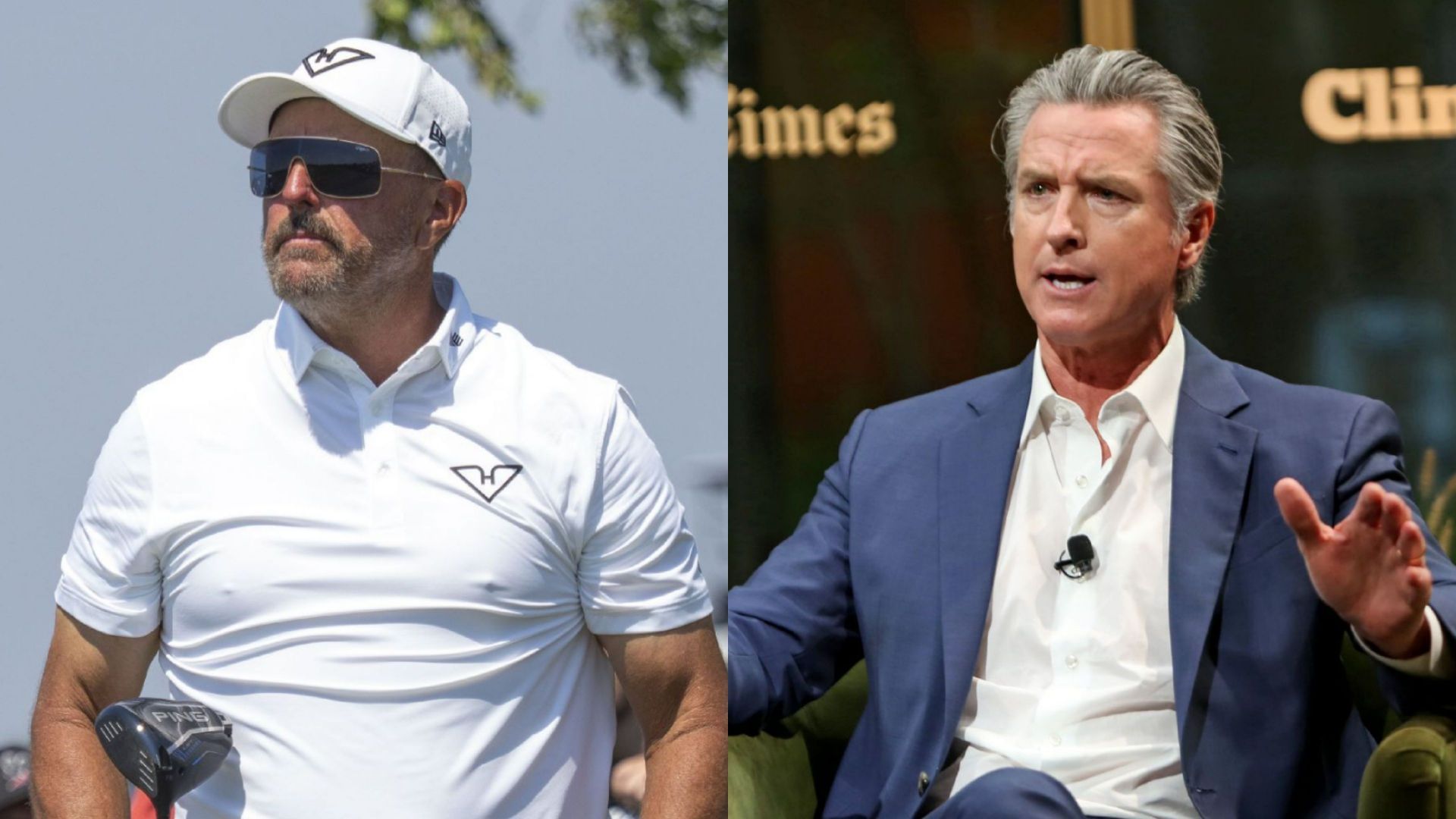 Phil Mickelson (on the left) and Gavin Newsom (on the right) / Source: Getty Images
