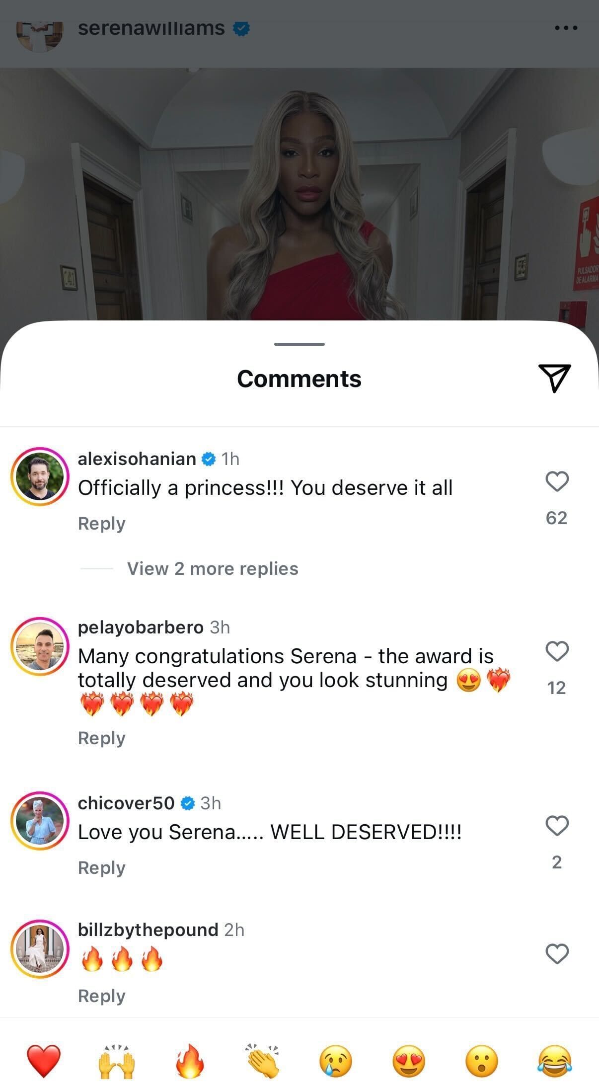 Serena Williams glams up in elegant red dress, husband Alexis Ohanian reacts as she becomes 'a princess' after receiving big honor in Spain 1 Screenshot from Serena Williams Instagram @serenawilliams
