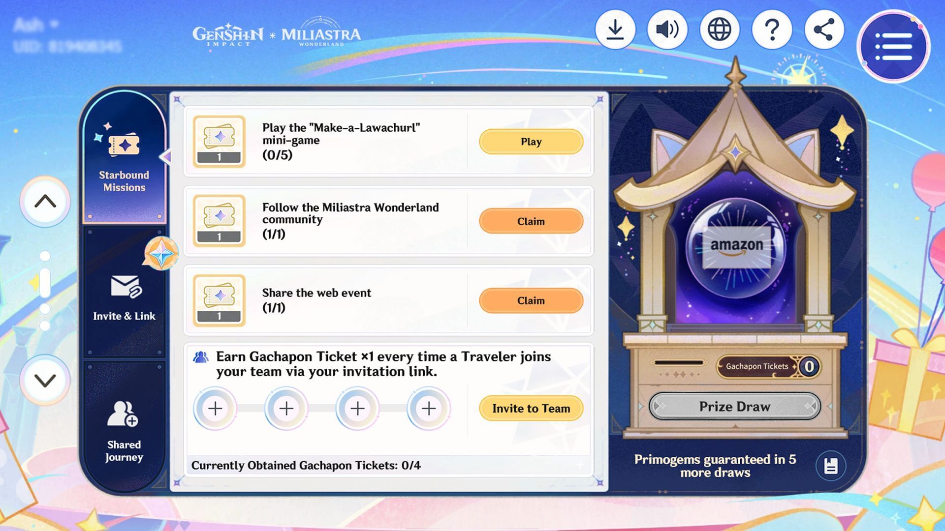 Miliastra Wonderland web event missions (Image via HoYoverse)
