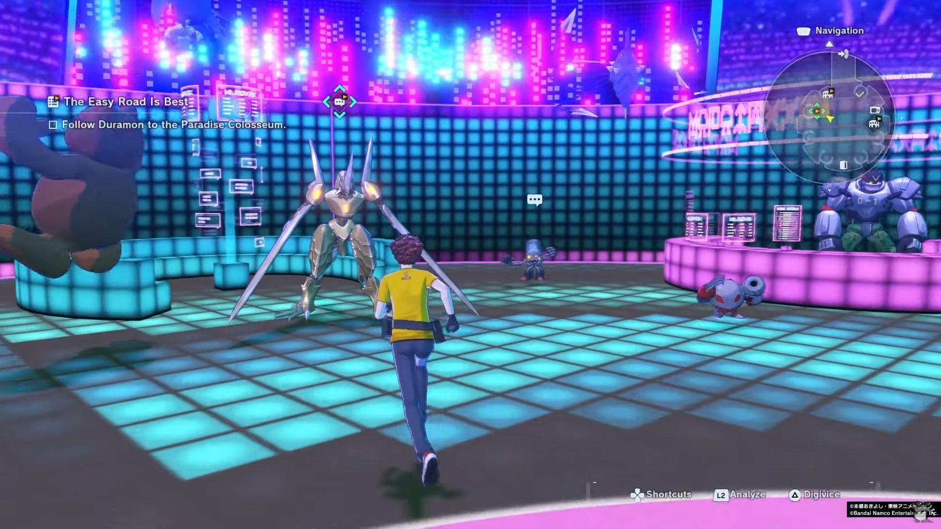 Talk to Duramon in Paradise Colosseum (Image via Bandai Namco || YouTube/@MrNazreenn)