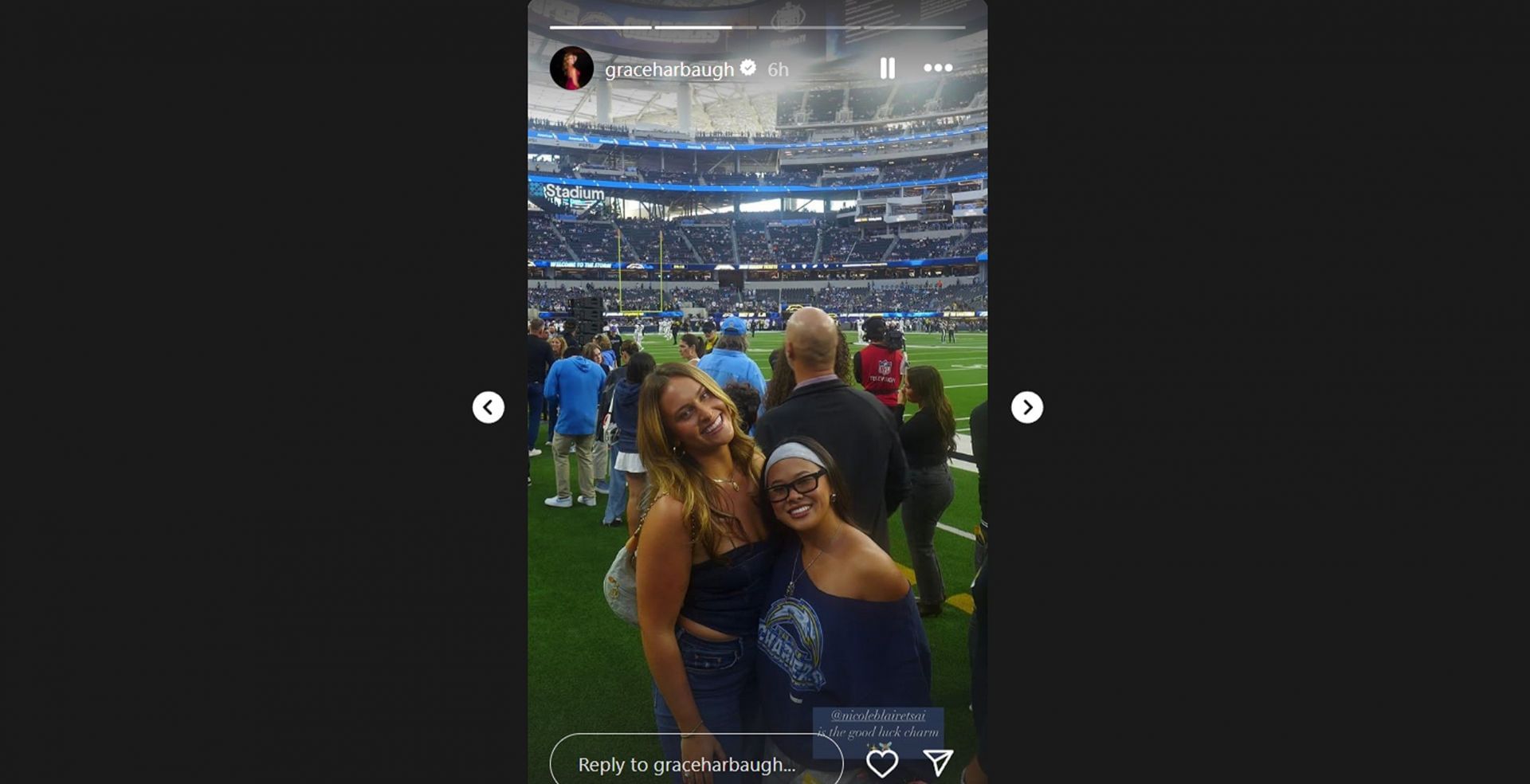 Jim Harbaugh&#039;s daughter Grace shows off strapless denim crop top for TNF clash vs. Vikings/@graceharbaugh