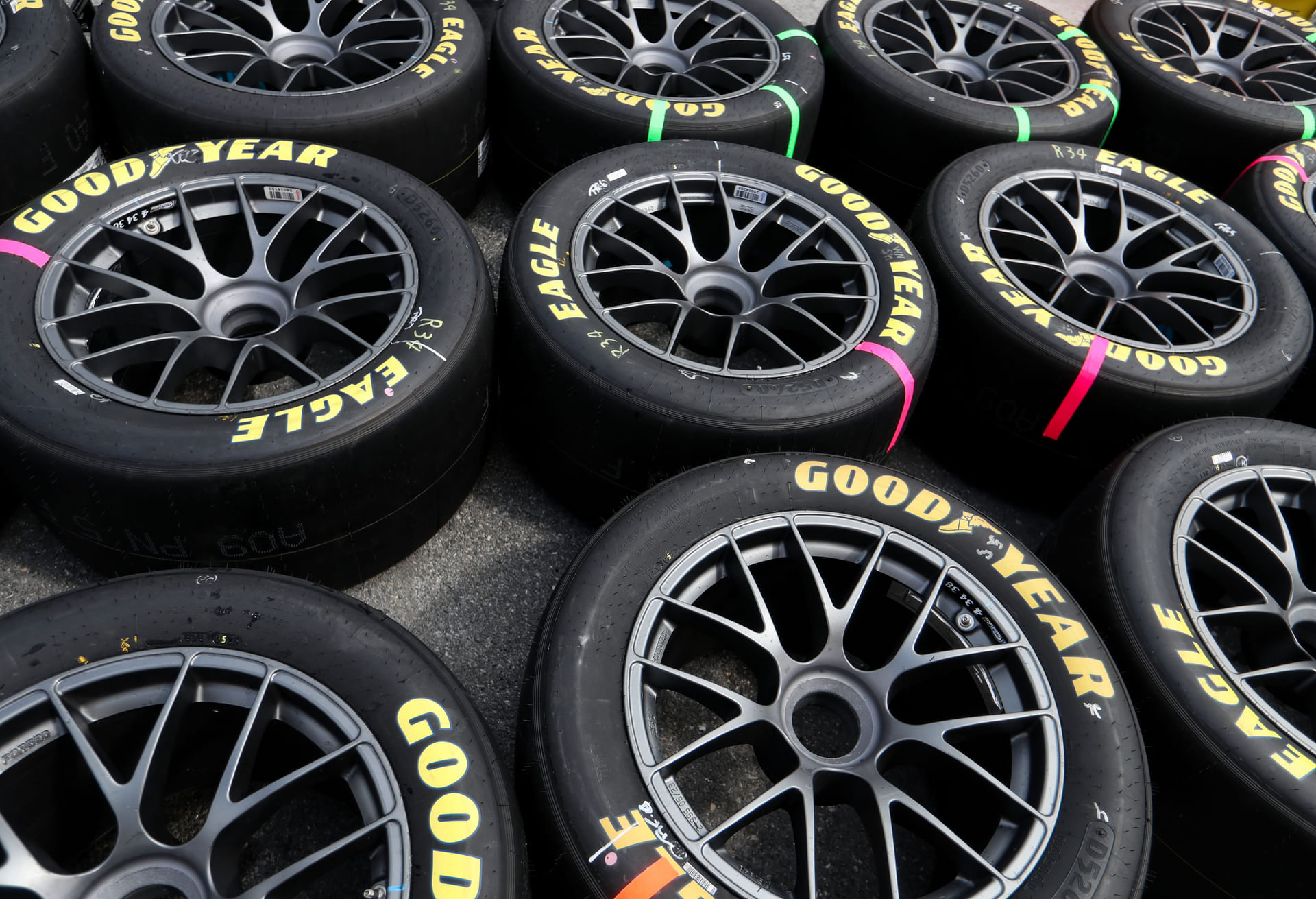 Goodyear Eagles racing tires for the NASCAR Cup Series race at Dover Motor Speedway. Source: Imagn