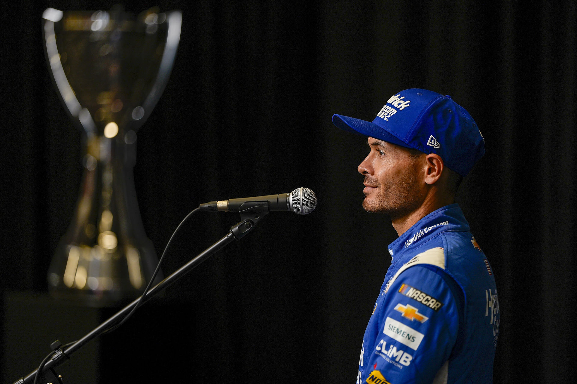 Hendrick Motorsports&#039; Kyle Larson at the 2025 Cup Series Playoff Media Day - Source: Imagn