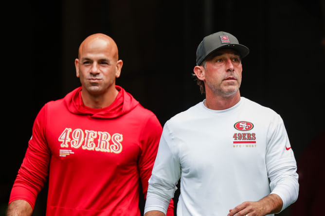 "Someone struck a chord": 49ers' Kyle Shanahan addresses Robert Saleh's fiery exchange with Jaguars HC Liam Coen