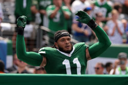 Jets' Jermaine Johnson makes his feelings known on Aaron Rodgers vs Joe Flacco during 'Icy Hot Bowl'