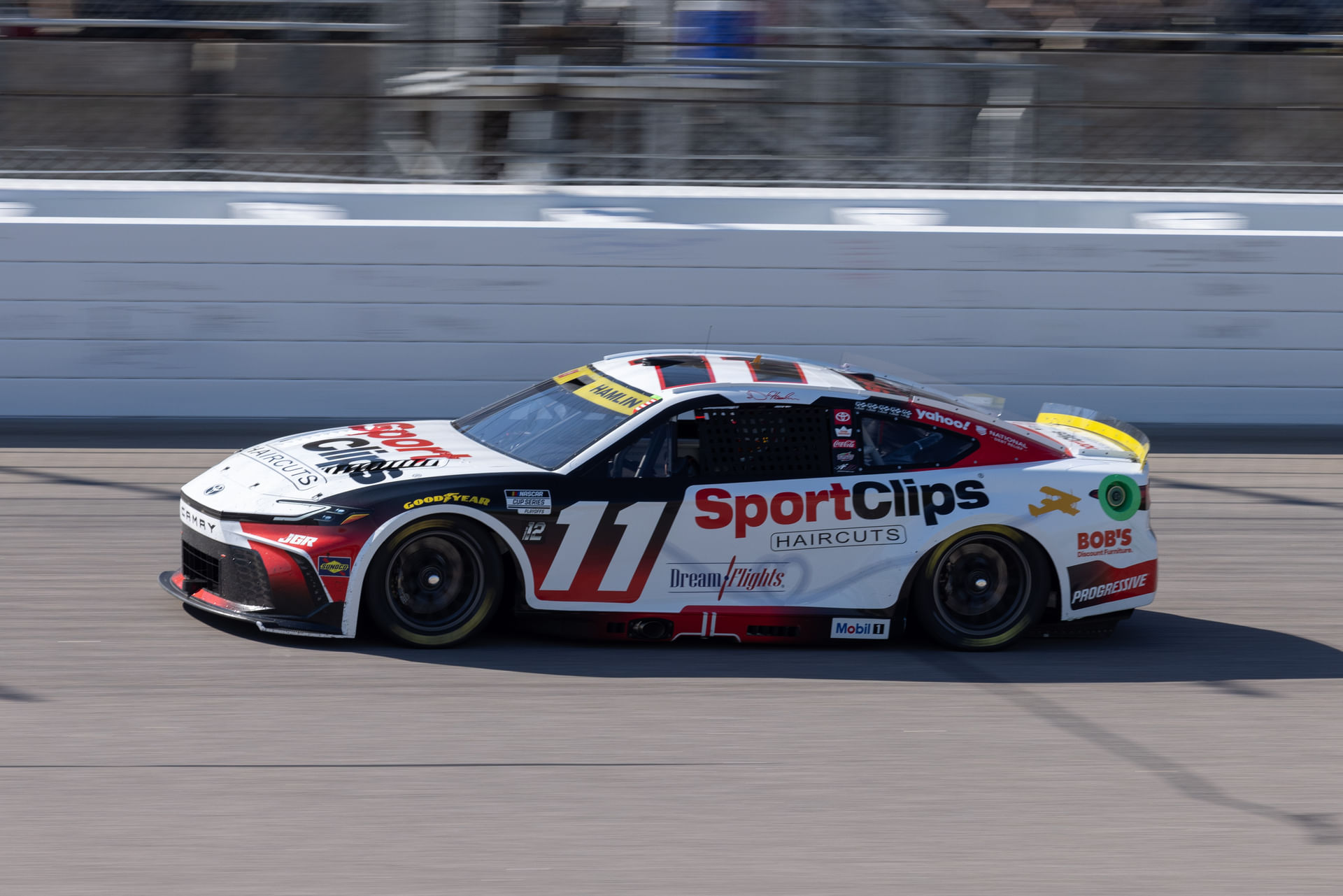 Denny Hamlin drives the #11 Toyota Camry for Joe Gibbs Racing - Source: Imagn