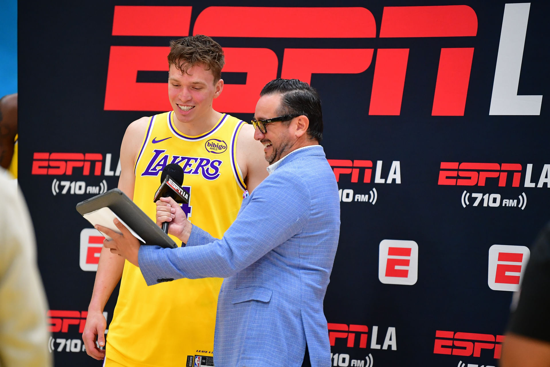Los Angeles Lakers guard Dalton Knecht (4) during media day - Source: Imagn